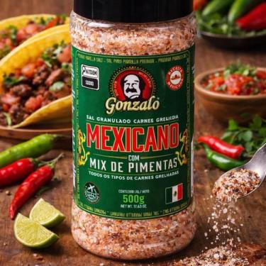 Imagem de Sal Granulado Gonzalo Mexicano 500g - Mix Pimentas para Churrasco e Pa