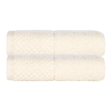 Imagem de Kit 2 Toalhas de Rosto Buclê 50X80CM Felpa 100% Algodão 450g-m2 Macias e Absorventes Bege Vanilla Altenburg