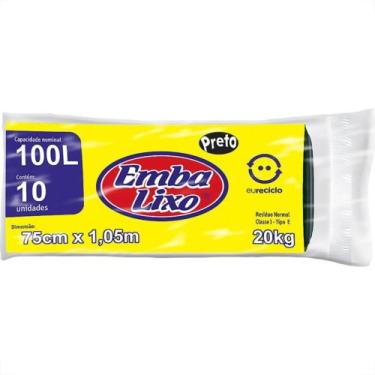 Imagem de Saco De Lixo Embalixo 100L - 75X1,05M Preto Pacote Com 10 Sacos