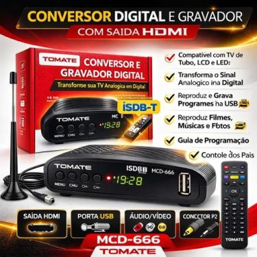 Imagem de Kit Conversor Digital Tomate MCD 666 Full HD HDMI USB Com Antena TV Di