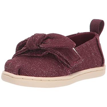 Imagem de TOMS Tênis Alpargata para meninas, bordô, glitter/laço, 4 crianças pequenas, Glitter/laço bordô, 17