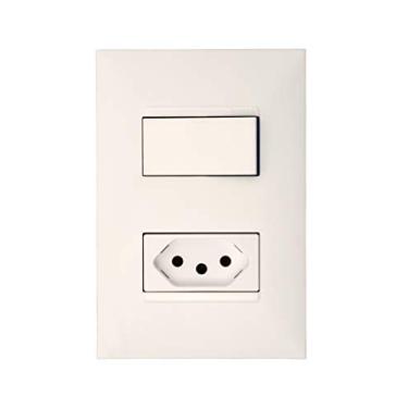 Imagem de 1 INTERRUPTOR SIMPLES + TOMADA 2 PINOS + TERRA (3 PINOS) 10 AMPERES 4X2 BRANCA - 615074BC