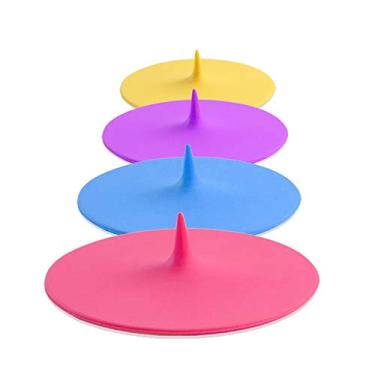 Imagem de Capas de silicone para copo (conjunto de 4), tampas multicoloridas para canecas, xícaras, potes de chá, capas flexíveis para caneca para café e chá