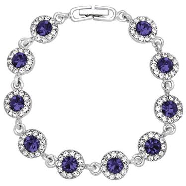 Imagem de Falari Crystal Bracelet Bridal Wedding Bracelet for Women Gift Box Included Tanzanite B0153-TZ