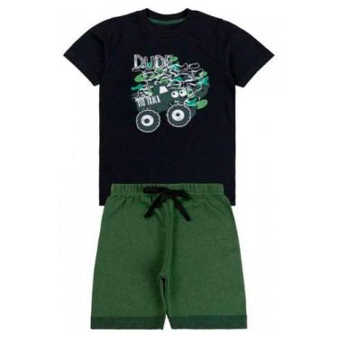 Imagem de Conjunto Infantil Masculino Preto Com Verde Dude - Joinha Kids Store