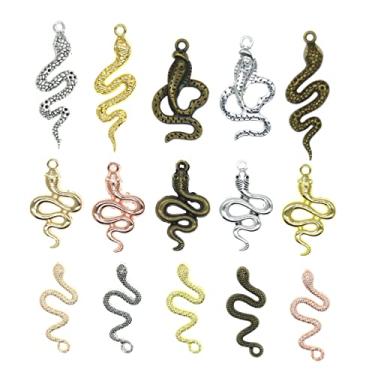 Imagem de 40 peças de pingentes mistos em forma de cobra enviar aleatoriamente pingentes para colar faça você mesmo pulseira brinco joias fazendo encontrar acessórios, Metal, Sem pedra preciosa