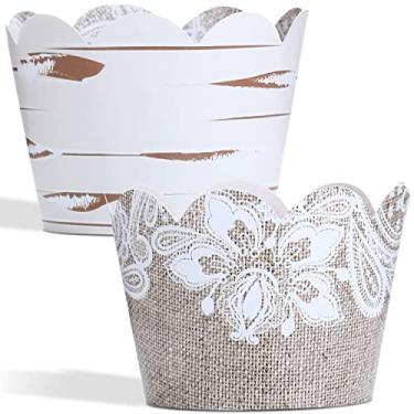 Imagem de Embalagens de Cupcake de juta e renda 48 unidades - Pretty Cute Studios