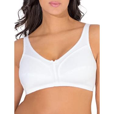 Imagem de Fruit of the Loom Sutiã feminino de algodão sem aro com costura macia, Branco, 36D
