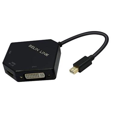 Imagem de Adaptador HDMI DVI VGA Thunderbolt para HDMI 4K, Mini DisplayPort para HDMI 4K 3 em 1, Mini DP para HDMI com conector banhado a ouro compatível com MacBook Pro Mac Book Air Surface, Preto
