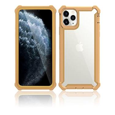 Imagem de O caso de armadura protetora pesada PC TPU é para iPhone 14 13 12 11 Pro Max XR XS 8 7 plus capa de choque transparente, capas de telefone de ouro, para telefone 12 mini (5.4)