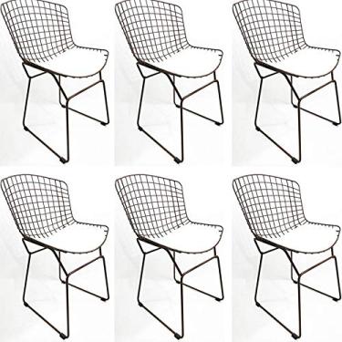 Imagem de Kit 6 Cadeiras BERTOIA aço corten assento branco - Poltronas do Sul