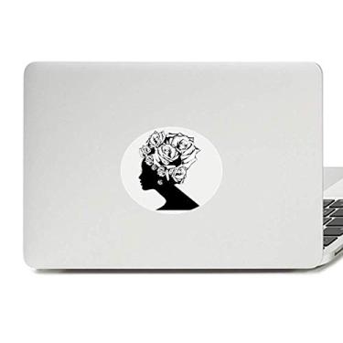 Imagem de Adesivo feminino rosa preto branco flor flor decalque decalque adesivo para laptop
