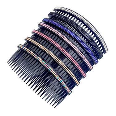 Imagem de Pente de cabelo feminino Casualfashion, 24 dentes, grampo de pino, fileiras duplas, strass, 12 cm de comprimento, 5 unidades