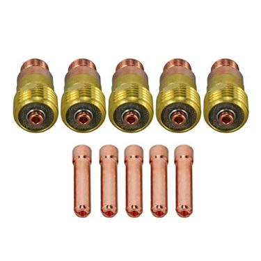 Imagem de RIVERWELD TIG Corpos de pinça de lente de gás resistente 17GL332 10N24S 3/81.6 cm 2,4 mm kit sortido para QQ300 PTA DB SR WP 17 18 26 tocha de soldagem TIG 10 peças