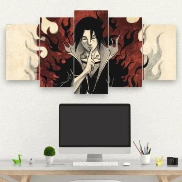 Imagem de Kit 5 Quadros Decorativo Mosaico Itachi Anime Naruto