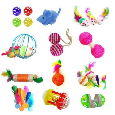Imagem de Brinquedos Para Gatos Kit Com 12 Itens.