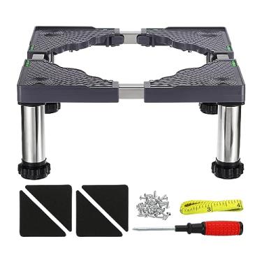 Imagem de PATIKIL Mini suporte de geladeira, base de suporte de lavanderia de 4 pés fortes bandeja de base ajustável multifuncional antivibração para geladeira, máquina de lavar, secadora, lava-louças, AC, 19 cm - 21,8 cm de altura
