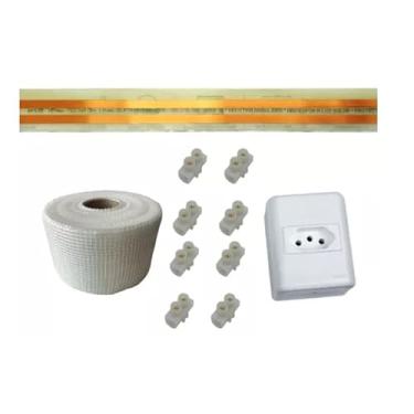 Imagem de Kit Fita Elétrica 2 Pistas - 3 Metros Eletrofita Adesiva 10ap + Tomada