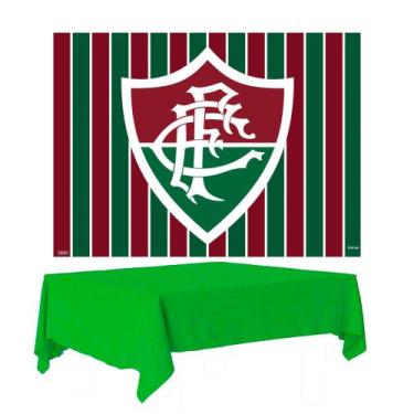 Imagem de Kit Festa Fluminense Decoração Anive Painel + Toalha de mesa - Festcol