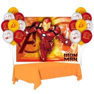 Imagem de Kit Festa Homem de Ferro Decoração Painel +Toalha +25 Balão - Piffer -