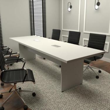 Imagem de Mesa de Reunião 8 Pessoas 2,70m Cinza 2 Caixas de Tomadas F5 - F5 Offi