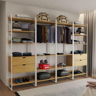 Imagem de Closet Industrial Casal Completo Loft Canela 4 Módulos Cabideiro com G