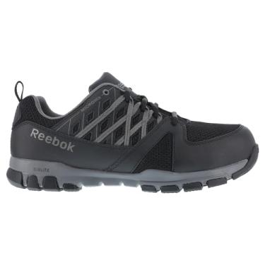 Imagem de Reebok Tênis de trabalho masculino RB4015 Sublite atlético bico macio preto com acabamento cinza segurança, Preto, 6.5 Wide