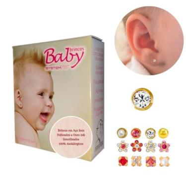 Imagem de Brincos Para Bebês E Crianças 100% Antialérgico Ouro 24k AT - Studex