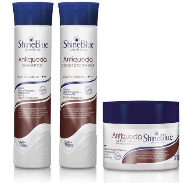 Imagem de Kit Antiqueda Shine Blue Shampoo Condicionador Máscara