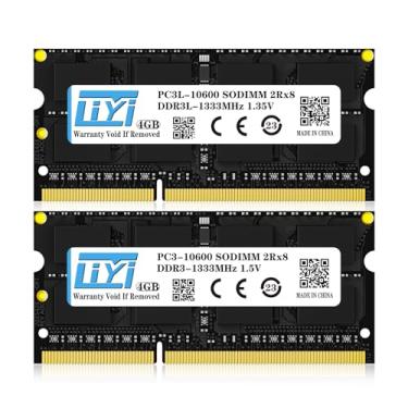 Imagem de LIYI DDR3L RAM 8GB (2x4GB) 1333MHz PC3L-10600/PC3-10600 CL9 2Rx8 204-Pin Non-ECC Unbuffered 1.35V Laptop RAM SODIMM Notebook RAM Módulo de Memória RAM de Computador Atualização