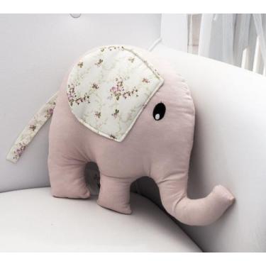 Imagem de Almofada Decorativa  Elefante - Laura Baby, Floral Rosa