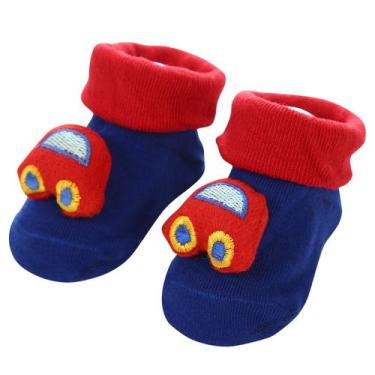 Imagem de Meia Infantil Bebe Menino 3D Carrinho Pantufa Divertida - kEKEIA, 0-18