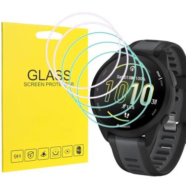 Imagem de Watbro [Pacote com 3 + 2] Protetor de tela HD para Garmin Forerunner 165/165 Music Smartwatch Vidro Temperado Anti-Luz Roxa Proteção para os Olhos Antiarranhões Sem Bolhas [Dureza 2,5D 9H]