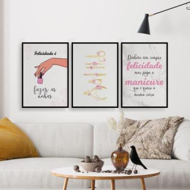 Imagem de Quadros Manicure Salão Beleza Decorativo Kit 3 Peças 20x28cm - CAMALEA