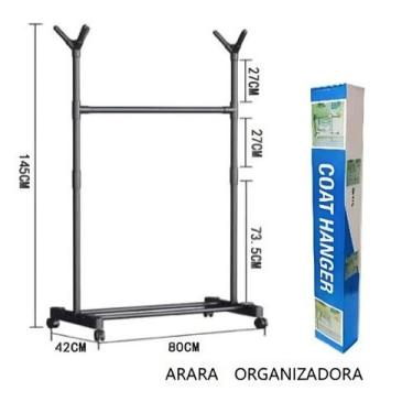 Imagem de Cabideiro Organizador Arara de Aço Inox Com Suporte Para Bolsa - GM Ha