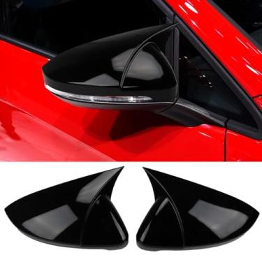 Imagem de SAUWU Para Volkswagen VW 2019 2020 2021 2022 2023 2024 2025 Jetta/Jetta GLI, preto brilhante, capa de espelho retrovisor de carro, tampa lateral da porta, acabamento externo, com seta