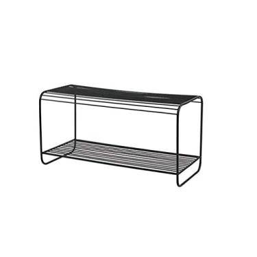 Imagem de Sapateira, sapateira, porta de ferro forjado para trocar sapatos de banco, porta pode sentar armazenamento armazenamento armário de sapatos tira longa banco de sapatos banco de sapatos (preto)