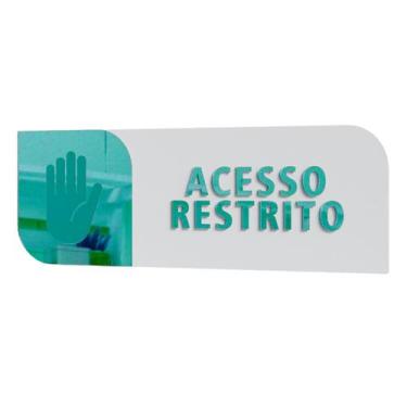 Imagem de Placa sinalização porta ACM e acrílico acesso restrito 30x10cm - Impér