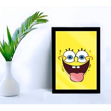 Imagem de Quadro Infantil Bob Esponja Sala Quarto C/ Vidro 33x25cm A4