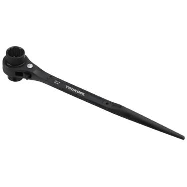 Imagem de YOUKOOL Podger de andaime de catraca de 19 mm x 22 mm OU 3/10.2 cm × 7/20.3 cm – Soquete de extremidade dupla de 12 pontos, ferramenta de andaime de aço Cr-V resistente, preto