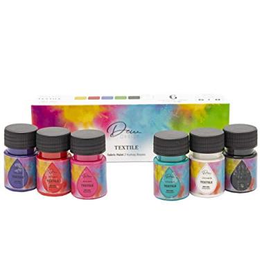 Imagem de DEW DESIGN Tinta de tecido para tingir roupas | 6 cores sólidas preto, branco, vermelho morango, fucshia, roxo escuro, azul bebê | pinte jaquetas, faça suas próprias camisetas e roupas | Decoração de