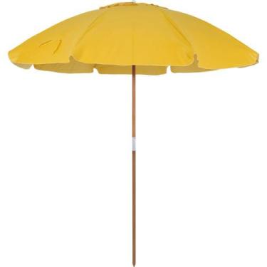 Imagem de Guarda-Sol Caioba em Bagum e Haste de Madeira 2,40m Amarelo Bel, 2,40m