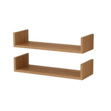 Imagem de Kit 2 prateleiras u- 50x15 madeirada livros revistas decoração escola 