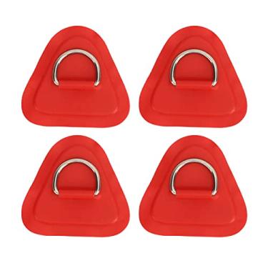 Imagem de MUNEFE 4 PCS BARCO INFLÍVEL D RINGS PACTH, Surfboard D Patch Patch, Aço inoxidável D Pad para barcos infláveis, balsas, tábuas verticais, etc. (Red)