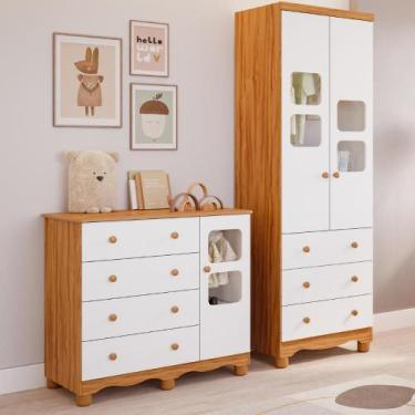 Imagem de Quarto de Bebê Completo Guarda Roupa Uli 2 Portas Cômoda Uli MDF - Fau