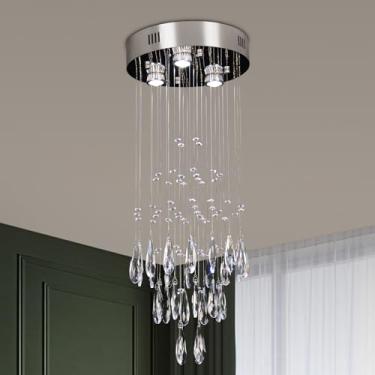Imagem de YPQXYHDA Lustre Moderno De Luxo Com 3 Luzes 11,8'', Luminária Pendente Teto Embutida, Cristal K9 Para Corredor, Sala Estar E Quarto