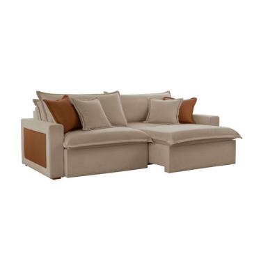 Imagem de Sofá 3 Lugares Retrátil e Reclinável Dubai Veludo Marrom 210 cm