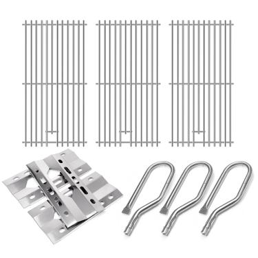 Imagem de Hiorucet Peças de reposição para churrasqueira Costco Kirkland 720-0108, 720-0011, Nexgrill 720-0108, 720-0011, grelhas de aço inoxidável, placas de calor, queimadores para peças de reposição Kirkland