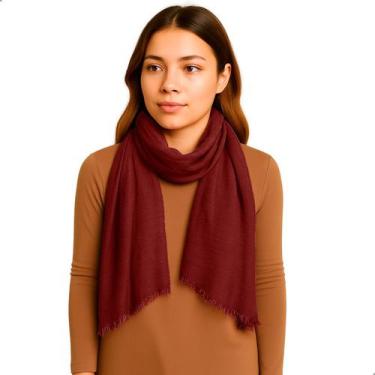 Imagem de Cachecol Feminino Pashmina Xale Tipo Manta Toque Macio Com Franjas 175