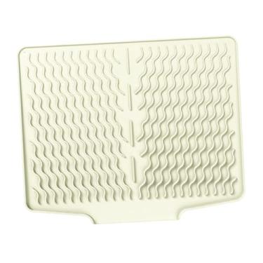 Imagem de Ｂｅｓｇａ Tapete de silicone para secagem de louças, resistente ao calor, fácil de limpar, tapete para escorredor de louças, para geladeira embaixo da pia, Branco